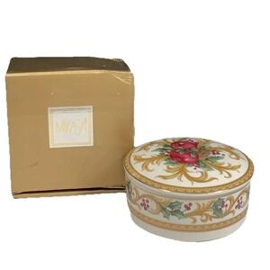 Mikasa Holiday Orchard Covered Christmas Trinket Candy Dish IOB 2" x 4.75" Diam